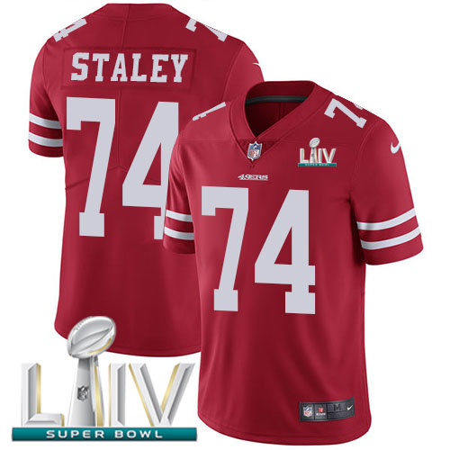 San Francisco 49ers Nike #74 Joe Staley Red Super Bowl LIV 2020 Team Color Youth Stitched NFL Vapor Untouchable Limited Jersey->youth nfl jersey->Youth Jersey